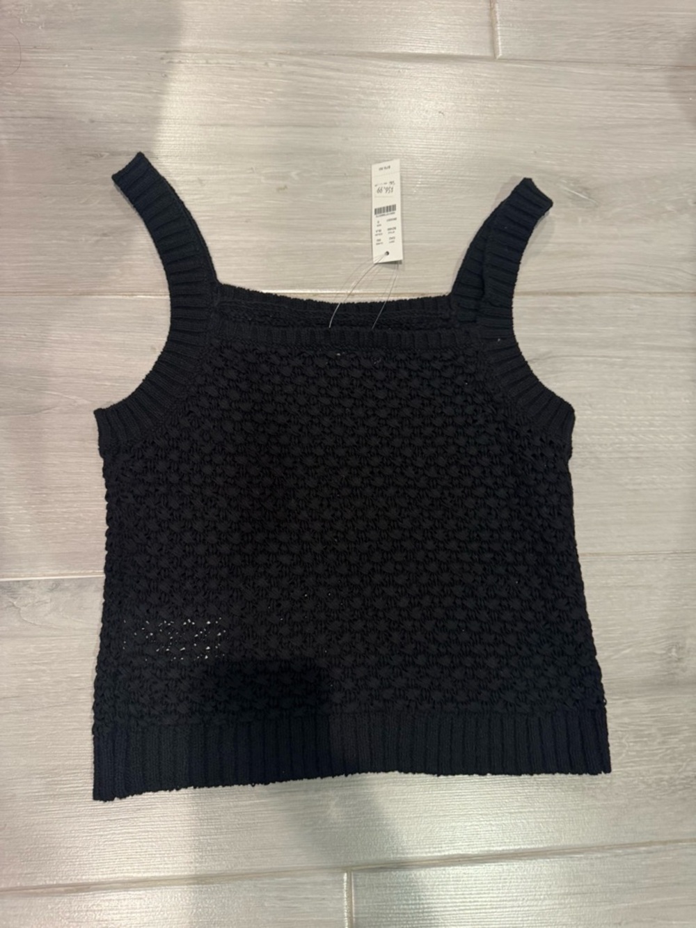 J. Crew Black Knit Tank Top with Textured Stitch